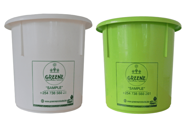 Luminous Green & white flower buckets from Greene products