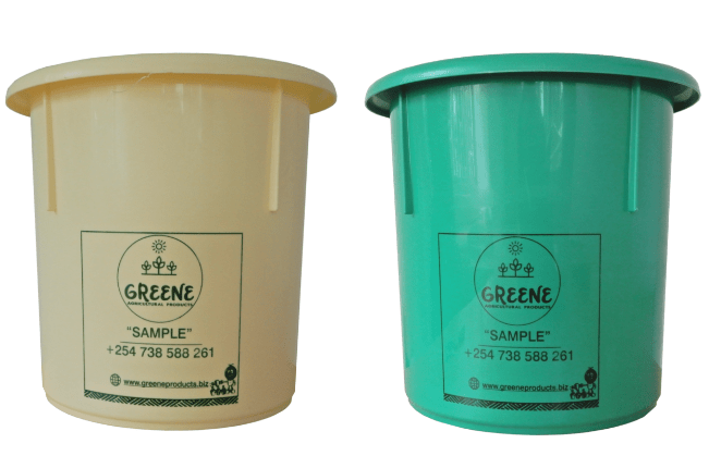 Cream & green flower buckets from Greene products