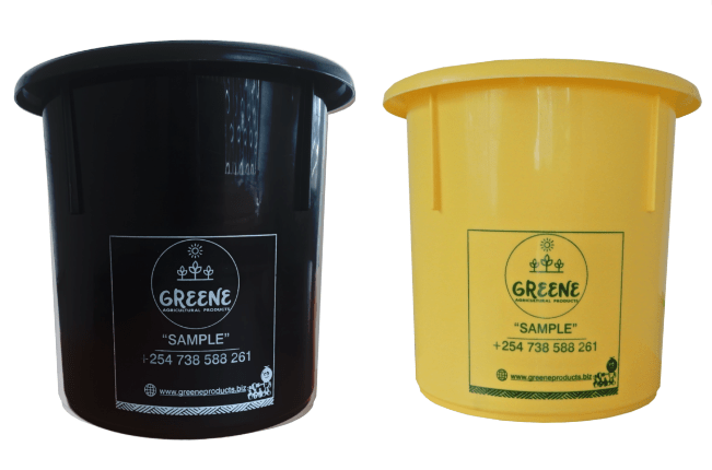 Black & yellow flower buckets from Greene products